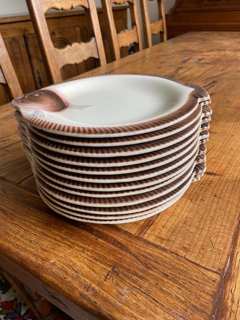 Vis Servies Copenhage bij Longwy, Antiek en Kunst, Antiek | Servies compleet, Ophalen of Verzenden