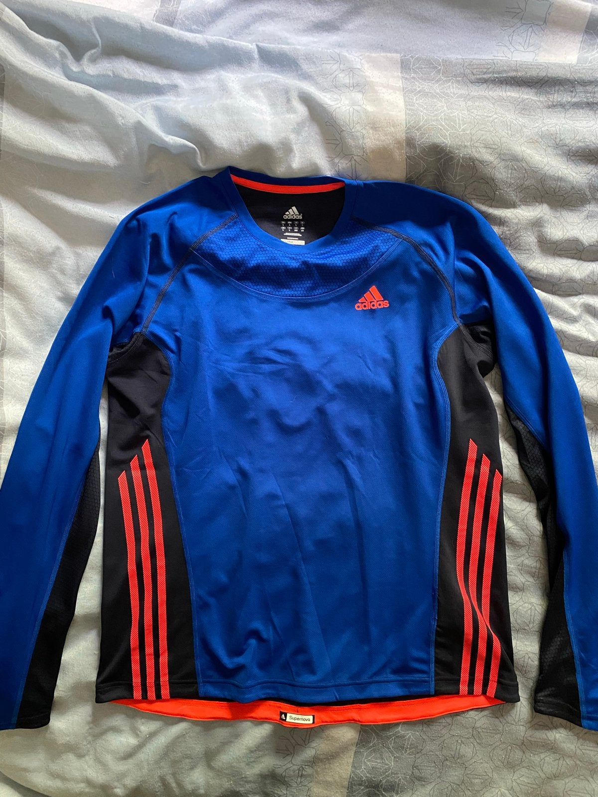 Adidas ClimaCool sportshirt lange mouwen - Blauw/Oranje, Kleding | Heren, Maat 52/54 (L), Blauw, Ophalen of Verzenden, Gedragen