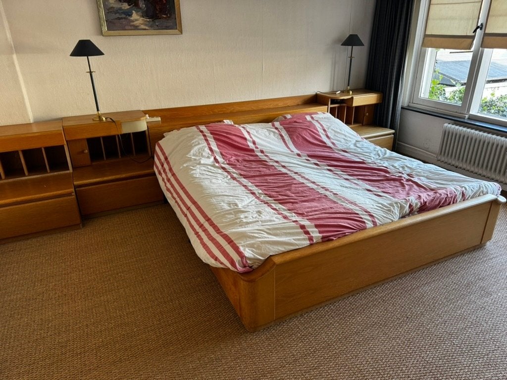 Bed met Auping spiraalbodem 180 x 200, Ophalen, Gebruikt, Bruin, Tweepersoons