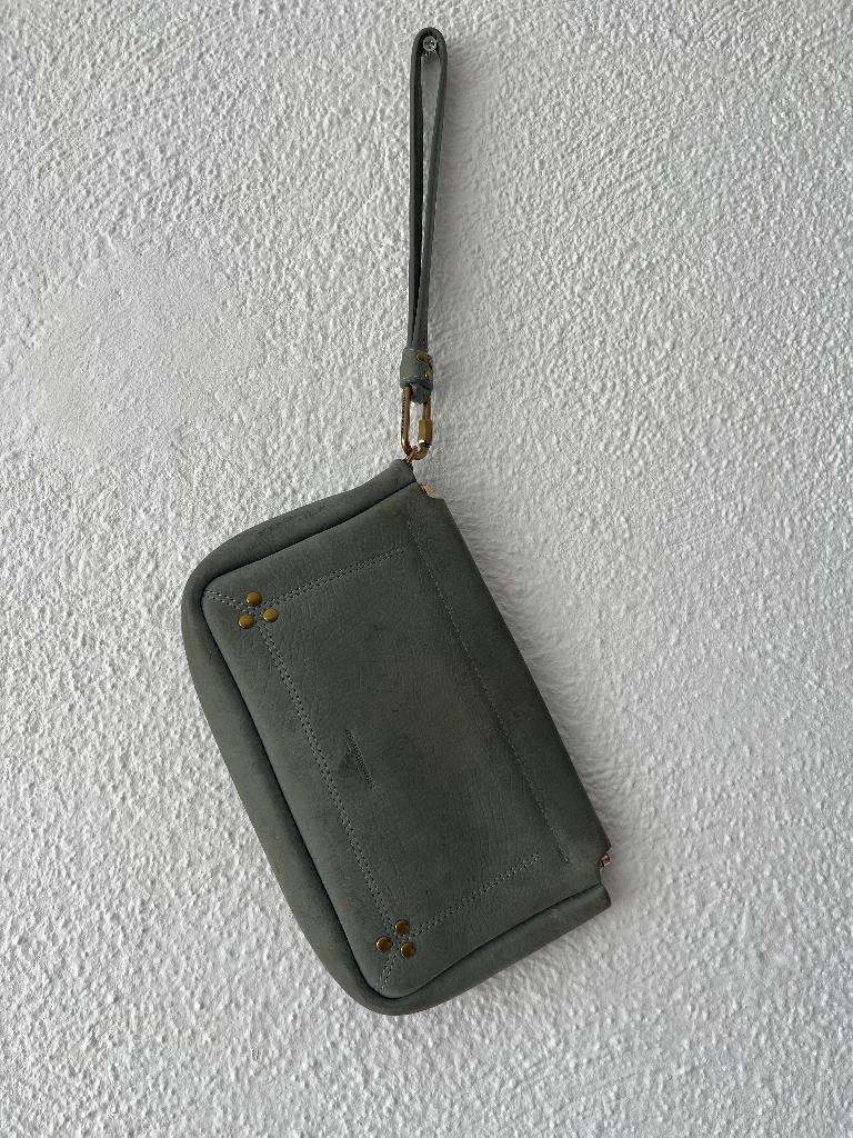 Jerome Dreyfuss leather bag clutch, Verzenden, Gebruikt, Groen, Avondtasje