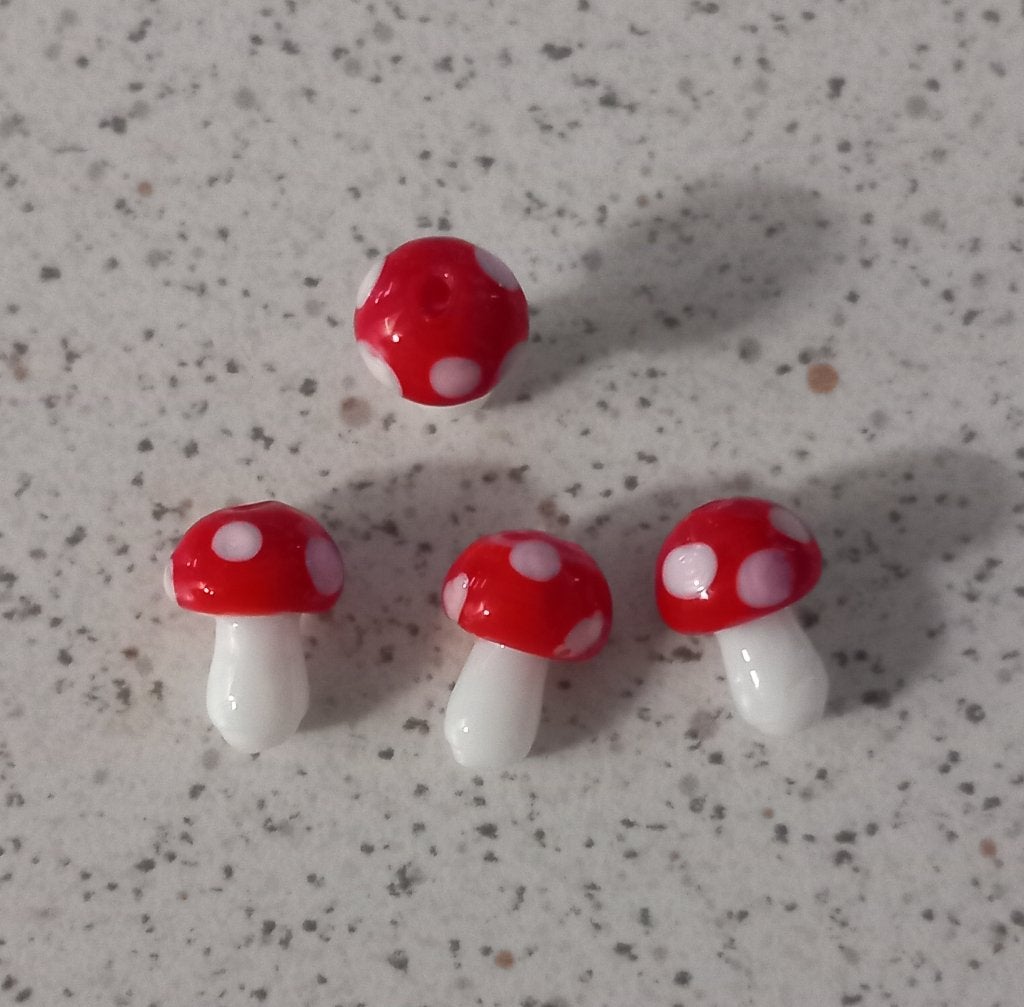 Lampwork paddestoel glas kralen, Ophalen of Verzenden, Nieuw, Bedel