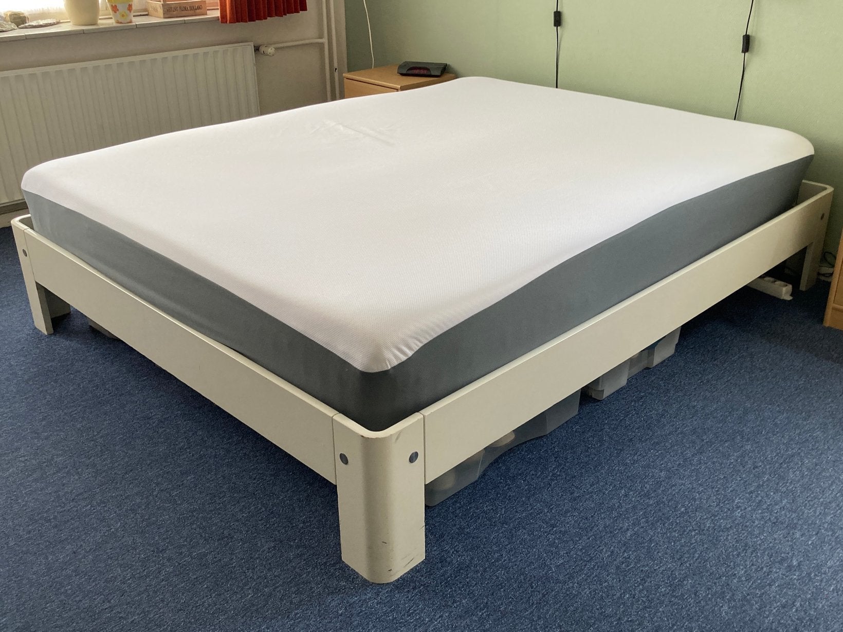 Auping bed+spiraalbodem, 2 jr oud emma hybrid II matras, Ophalen, Gebruikt, Wit, Tweepersoons