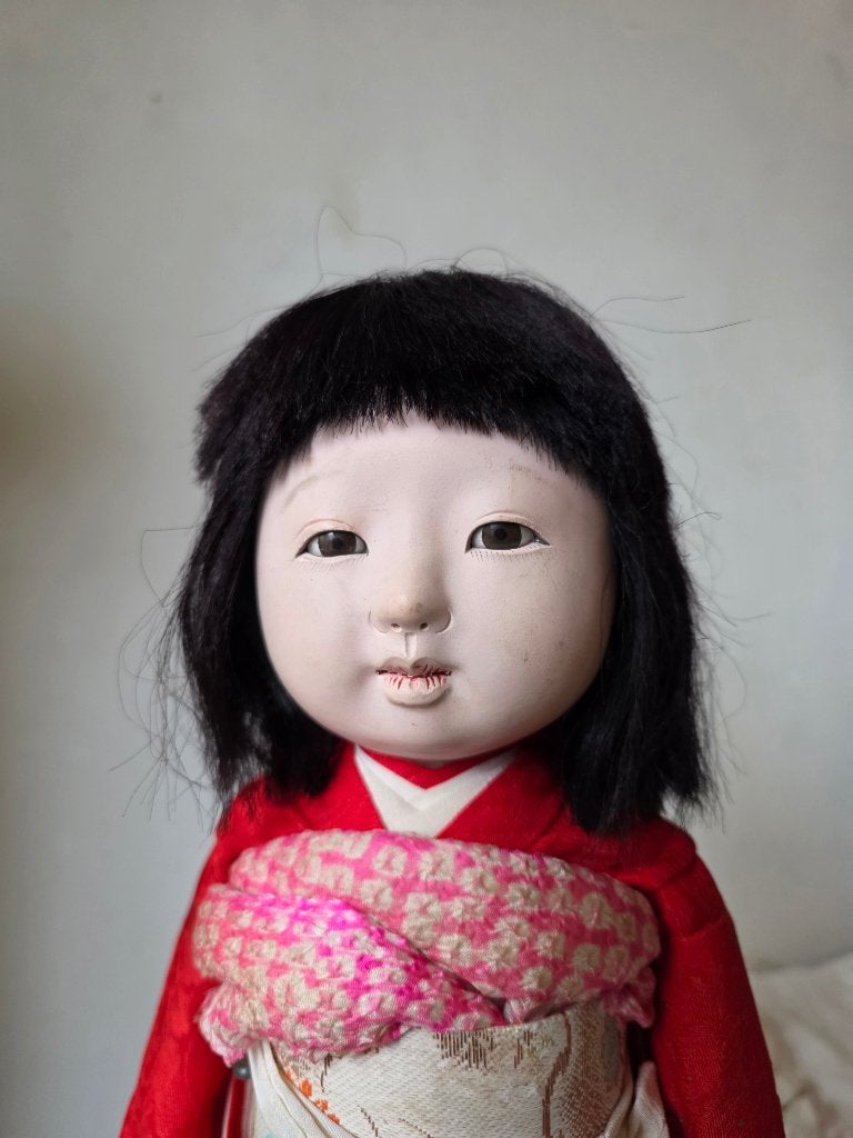 Mooie japanse ichimatsu gofun geisha pop, 40 cm, Ophalen of Verzenden, Gebruikt, Pop