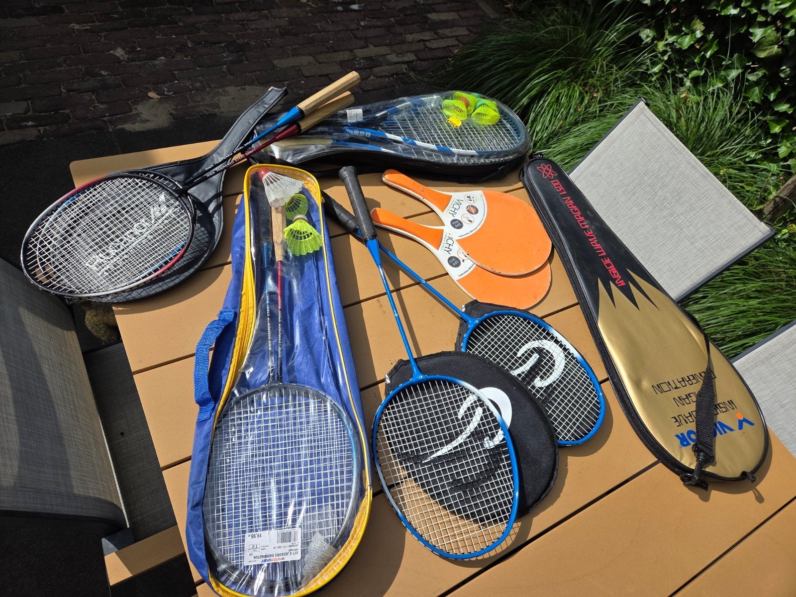 Badminton, speedbadminton en beachball set met shuttles, Ophalen, Gebruikt, Racket(s)