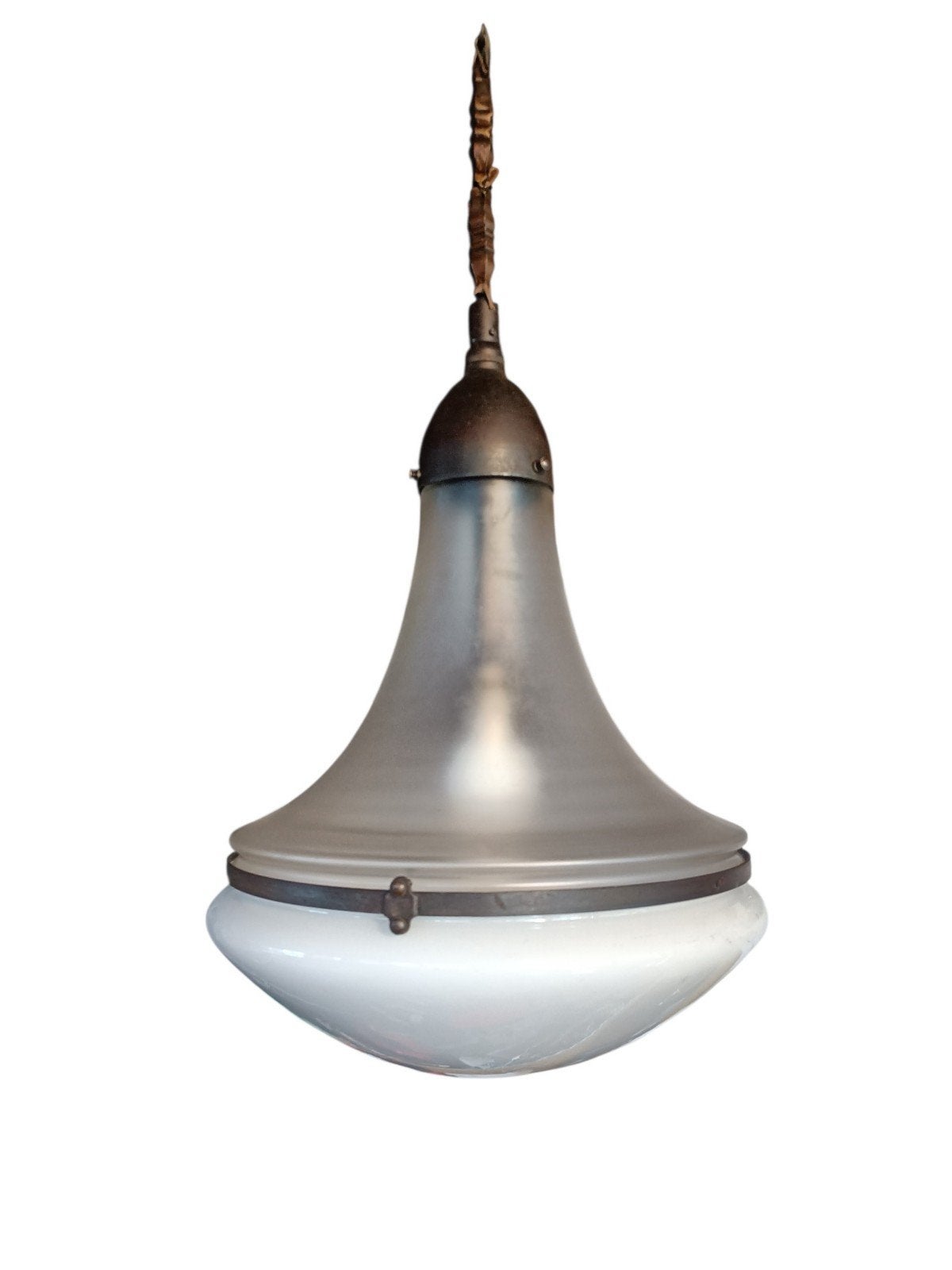 Zeldzame Antieke Peter Behrens "Luzette" Hanglamp (30cm), Ophalen of Verzenden, Gebruikt, Glas, E27 (groot)