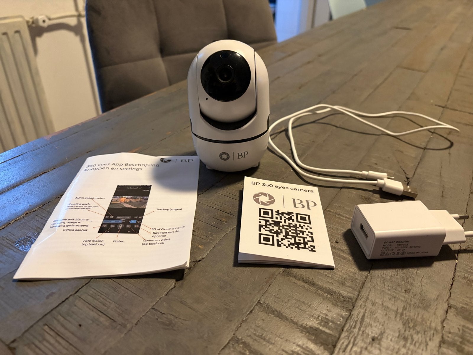 BP 360 eyes camera met 32GB SD & bewegingssensor, Ophalen of Verzenden, Zo goed als nieuw, Binnencamera