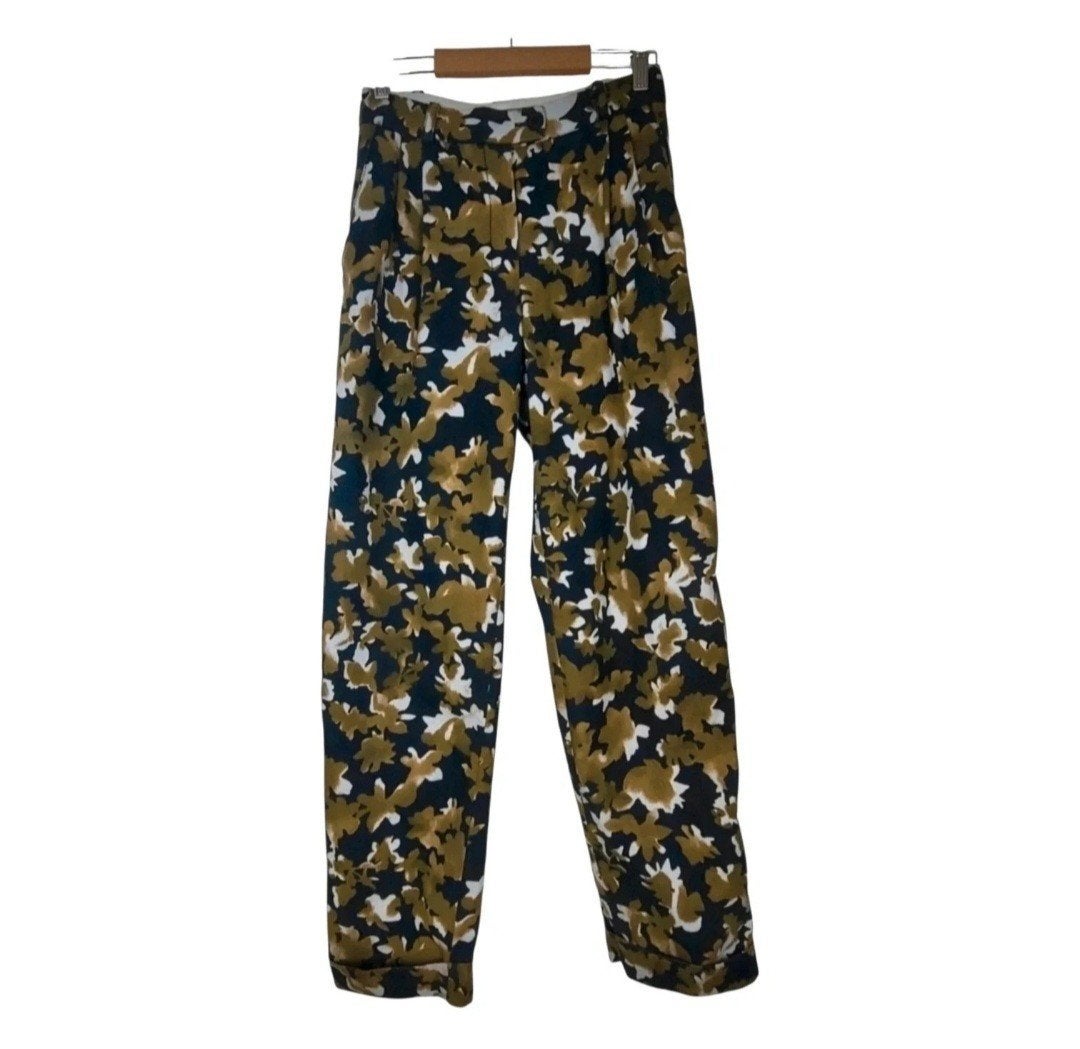 Stine Goya Groene Camouflage Broek Bloemenprint Maat S, Verzenden, Stine goya, Zo goed als nieuw, Maat 36 (S)