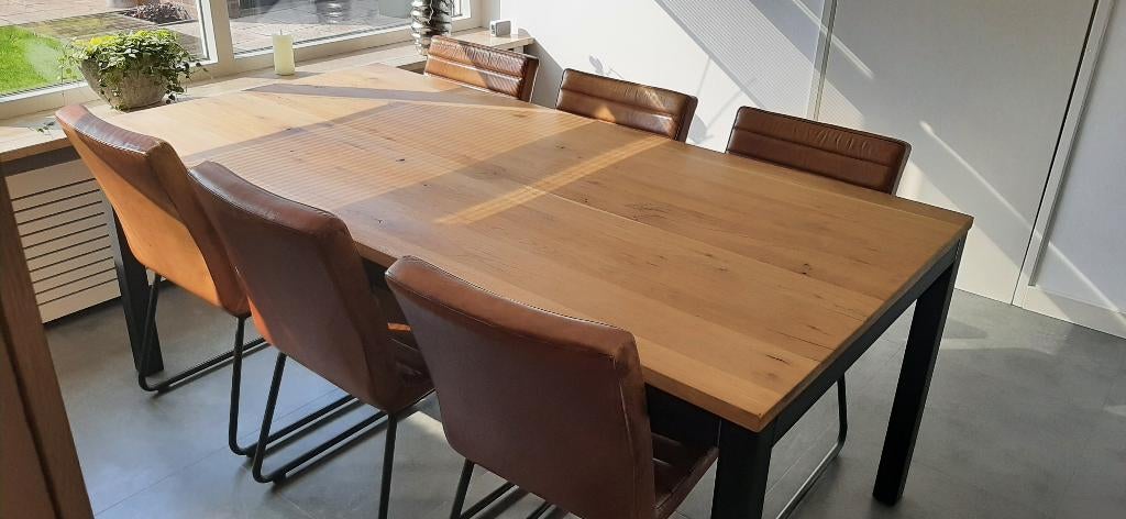 Goossens Eetkamertafel 100x200x78cm, Ophalen, Stoer / industrieel, Gebruikt, 100 tot 150 cm