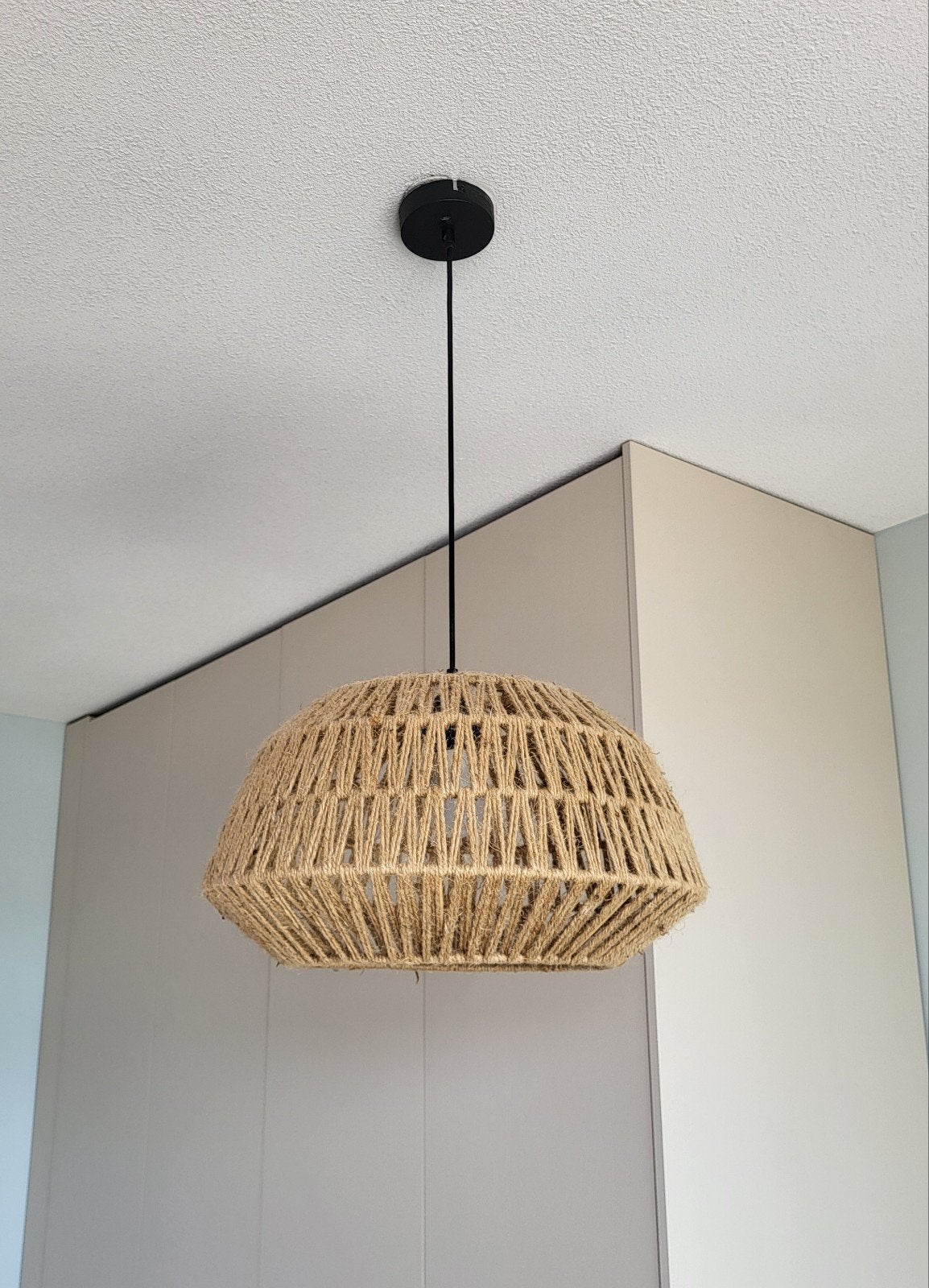 WOOOD Kace Hanglamp - Jute - Naturel - 2 stuks, Ophalen, Zo goed als nieuw, Overige materialen, Bohemian, Scandinavisch, Natuurlijk
