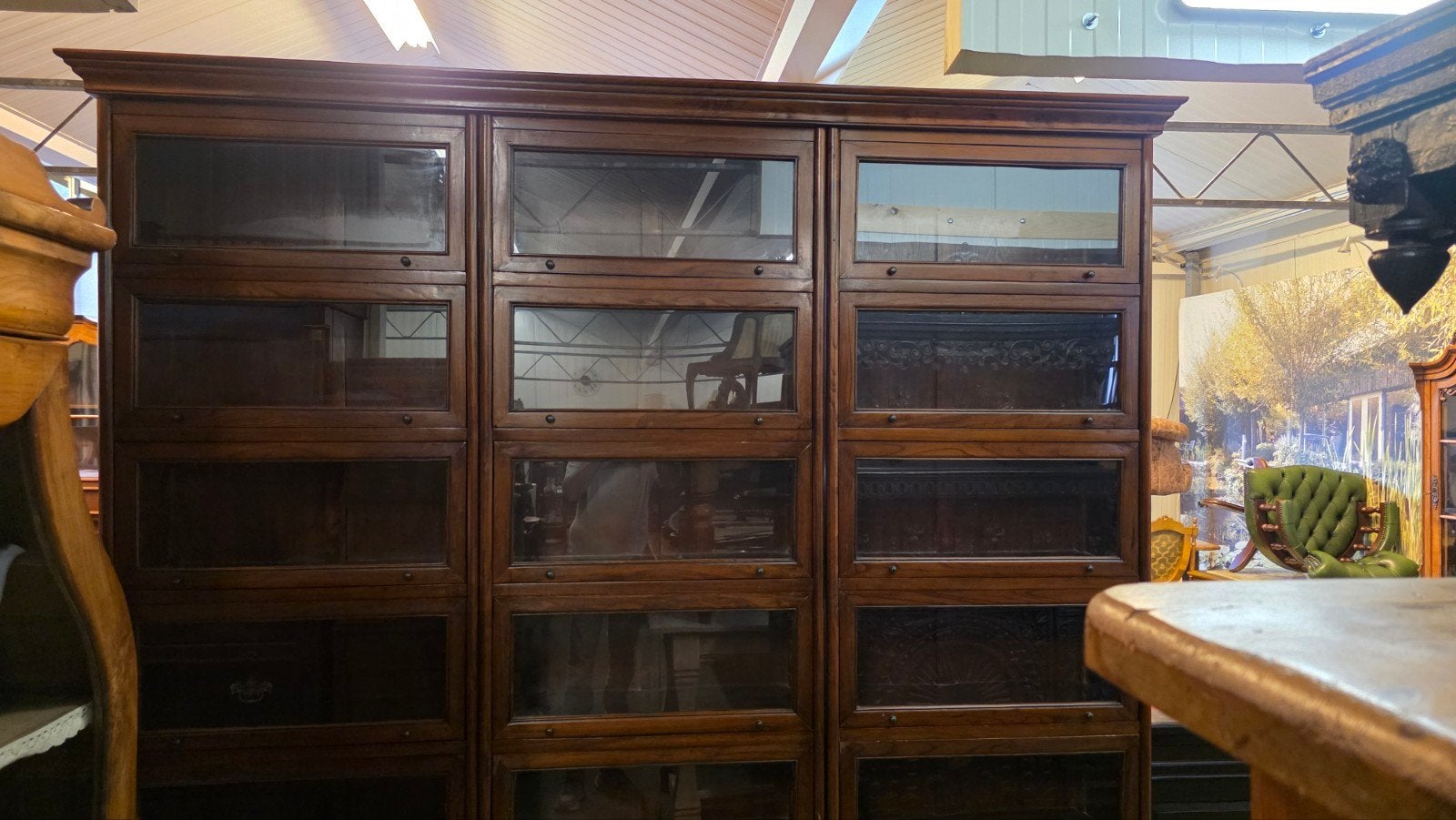 massief mahonie Globe wernicke stijl boekenkast, Antiek en Kunst, Ophalen