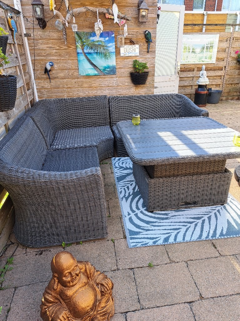 Loungeset polyrotan, Ophalen, Overige materialen, 6 zitplaatsen, Zo goed als nieuw