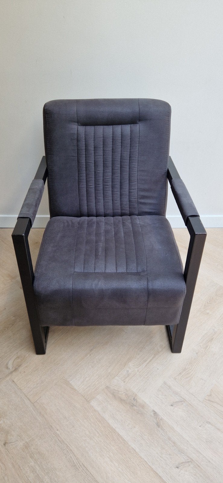 Antraciet fauteuil, Ophalen, Minder dan 75 cm, Zo goed als nieuw, Stof