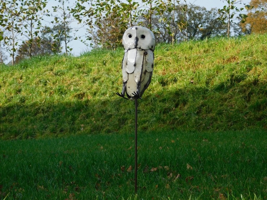 Handgemaakte Uil als Tuinsteker - 83 cm - Metaal, Ophalen of Verzenden, ., ., .