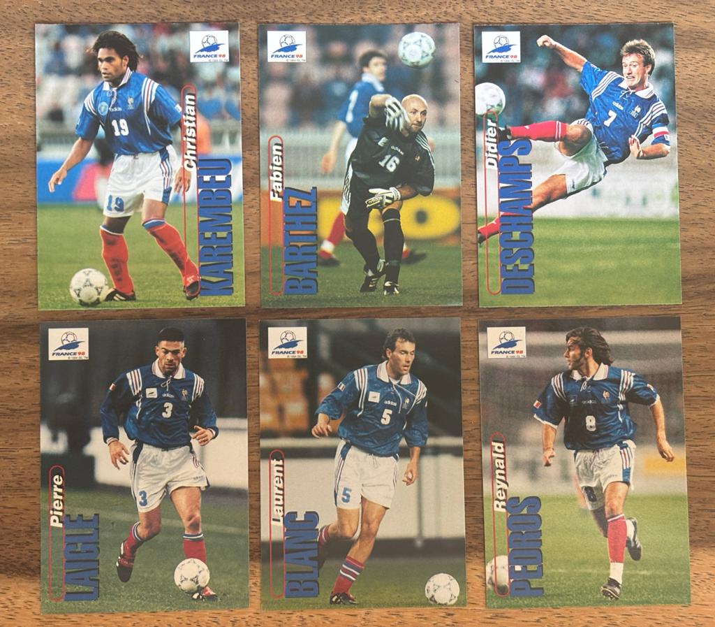Voetbalplaatjes Frankrijk WK 1998 - 6 stuks, Verzamelen, Verzenden, Gebruikt, Buitenlandse clubs, Spelerskaart