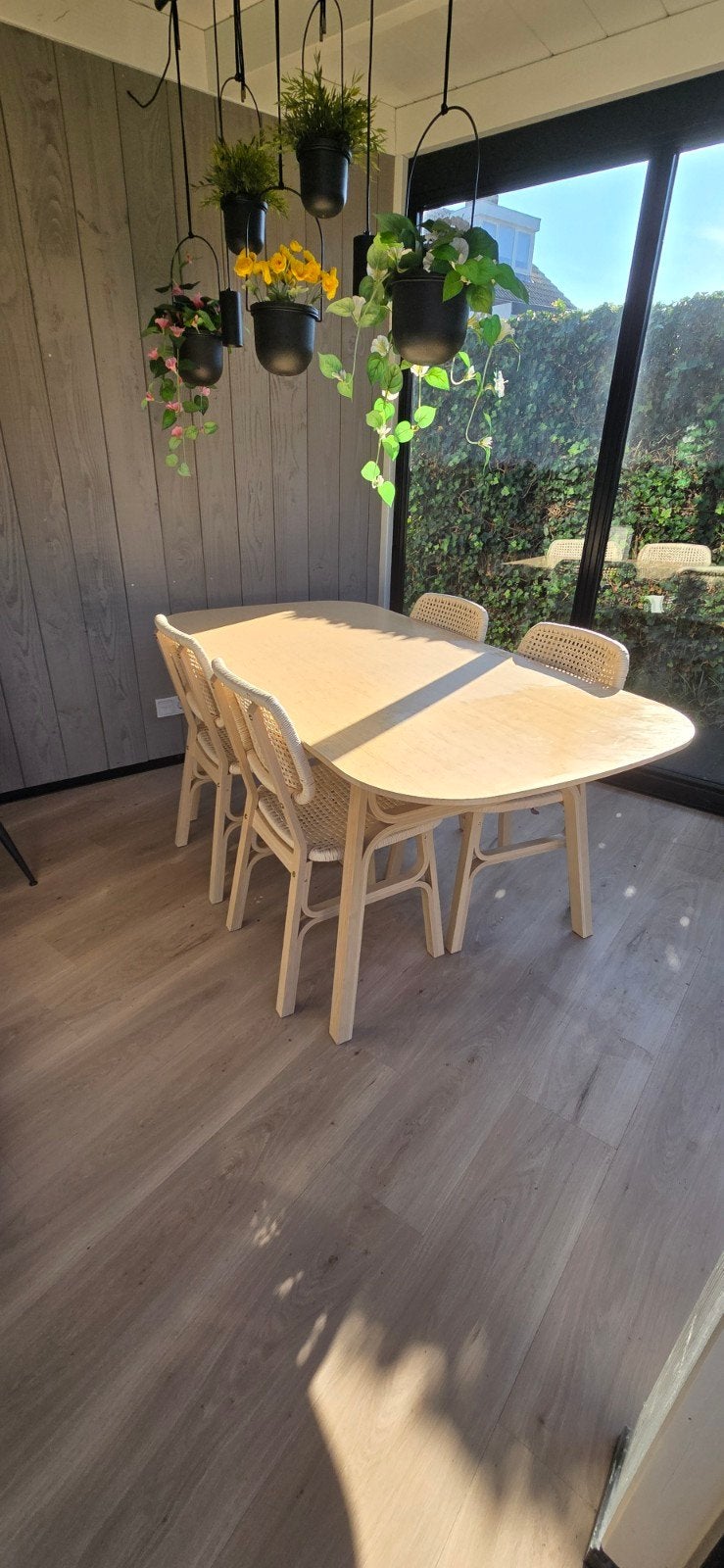 VOXLÖV Tafel en 4 stoelen, bamboe, 180x90 cm, Ophalen, Gebruikt, 50 tot 100 cm, 150 tot 200 cm