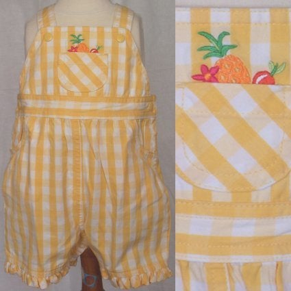 Maat 62 Gymboree tuinbroekje geel/wit NIEUW (0005) a, Kinderen en Baby's, Babykleding | Maat 62, Broekje, Meisje, Gymboree, Nieuw