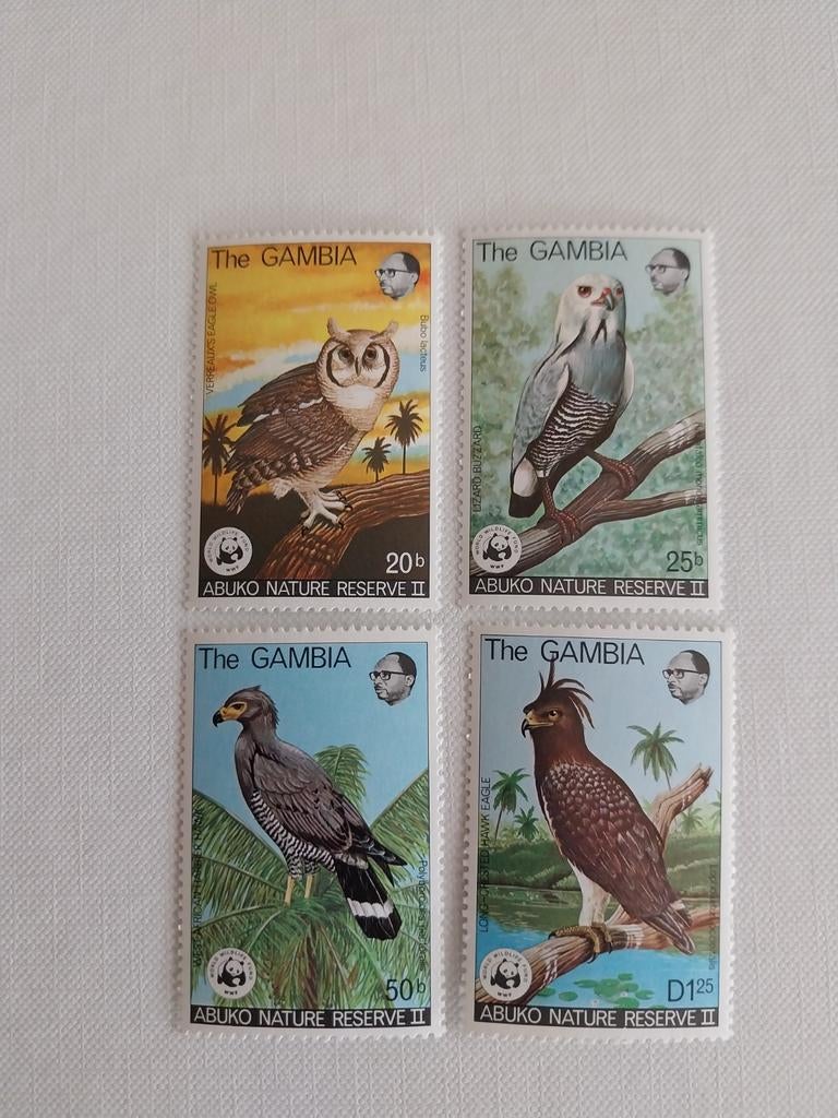 Wwf Gambia 374-377 vogels/uil 1978 postfris mi 140 euro, Ophalen of Verzenden, Dier of Natuur