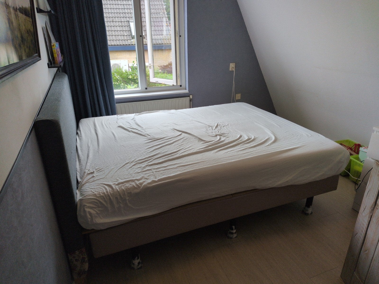 boxspring bed met matras en headboard, Ophalen, Gebruikt, Tweepersoons, 200 cm