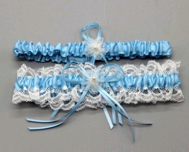Kousenband - Bruiloft Lingerie - Stretch - Licht Blauw, Ophalen of Verzenden, Blauw