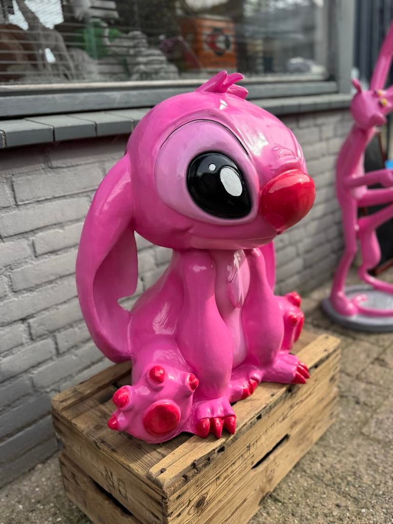 Grote Roze Stitch Beeld - Angel Pink, Verzamelen, Beelden en Beeldjes, Ophalen, Zo goed als nieuw, Dier
