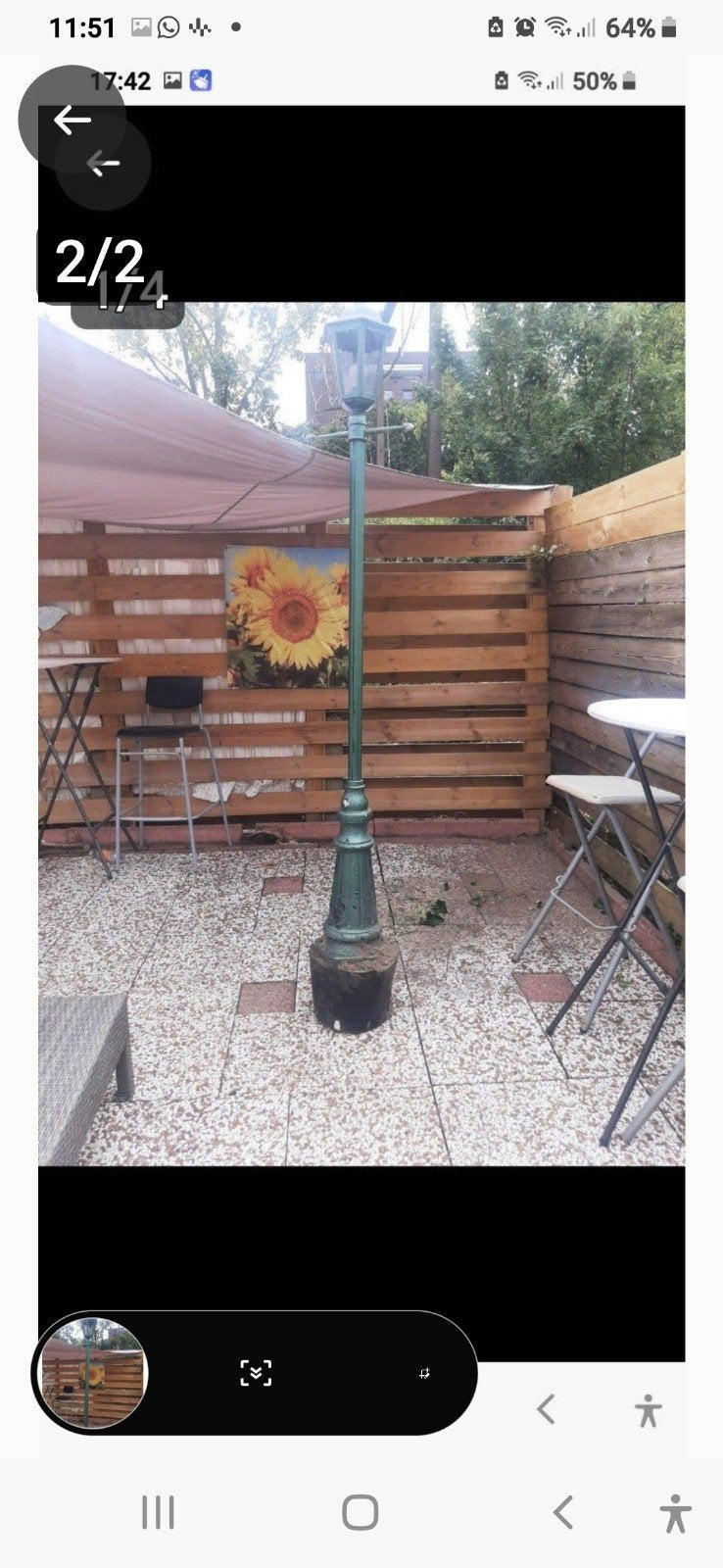 Mooie oude Nostalgische buiten lantaatnpaal, Ophalen of Verzenden, Netvoeding, Staande lamp