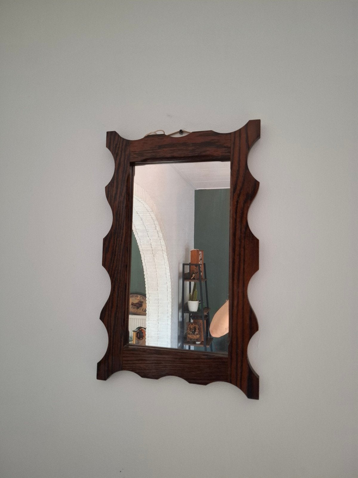 Decoratieve houten spiegel - 60x38cm, Antiek en Kunst, Ophalen of Verzenden, Rechthoekig