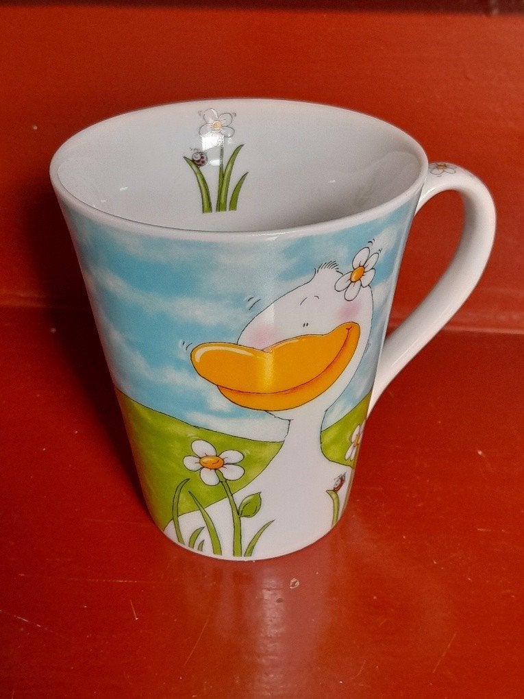 Beker met oor, afbeelding eend, Gebruikt, Ophalen of Verzenden, Overige stijlen, Kop(pen) en/of Schotel(s)