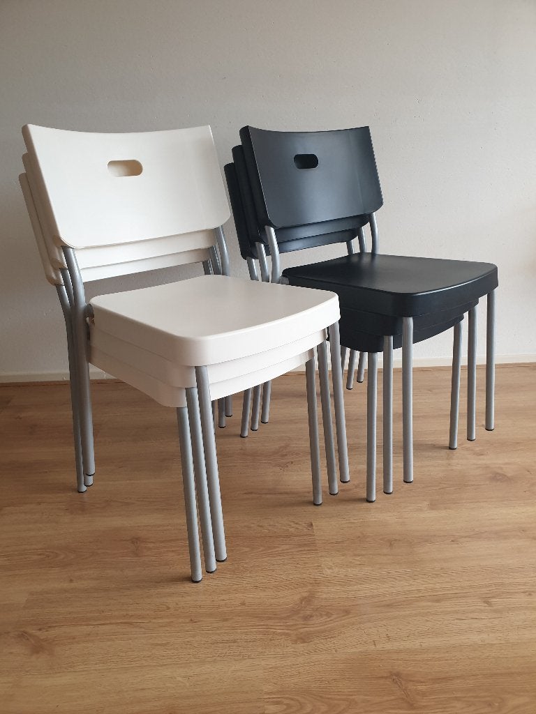 Stoelen IKEA Herman stapelbaar 6 stuks, Ophalen, Zwart, Zo goed als nieuw, Metaal