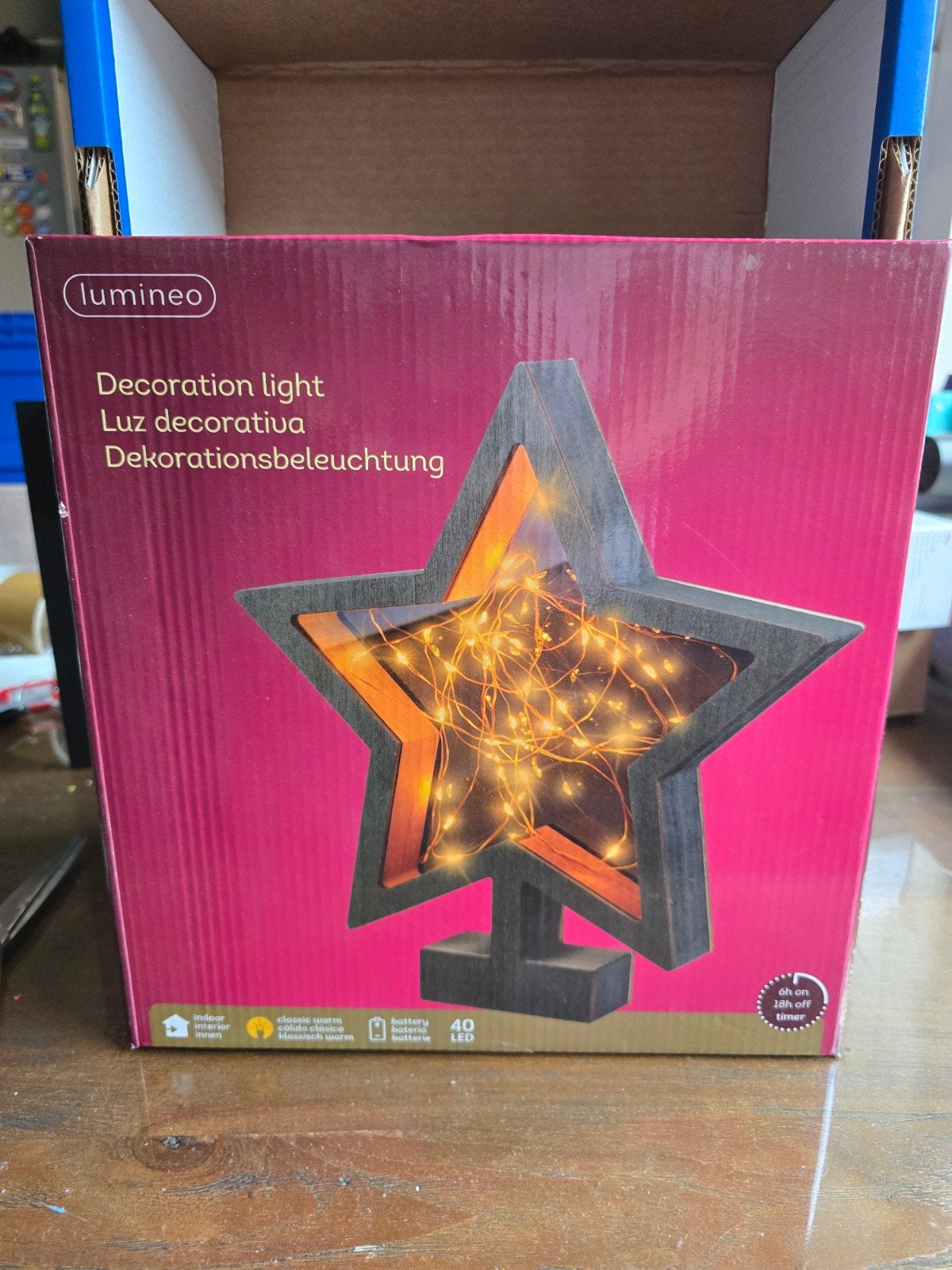 Lumineo Decoratie Ster met LED Verlichting, Met schakelaar, Overige merken, Zwart, Nieuw