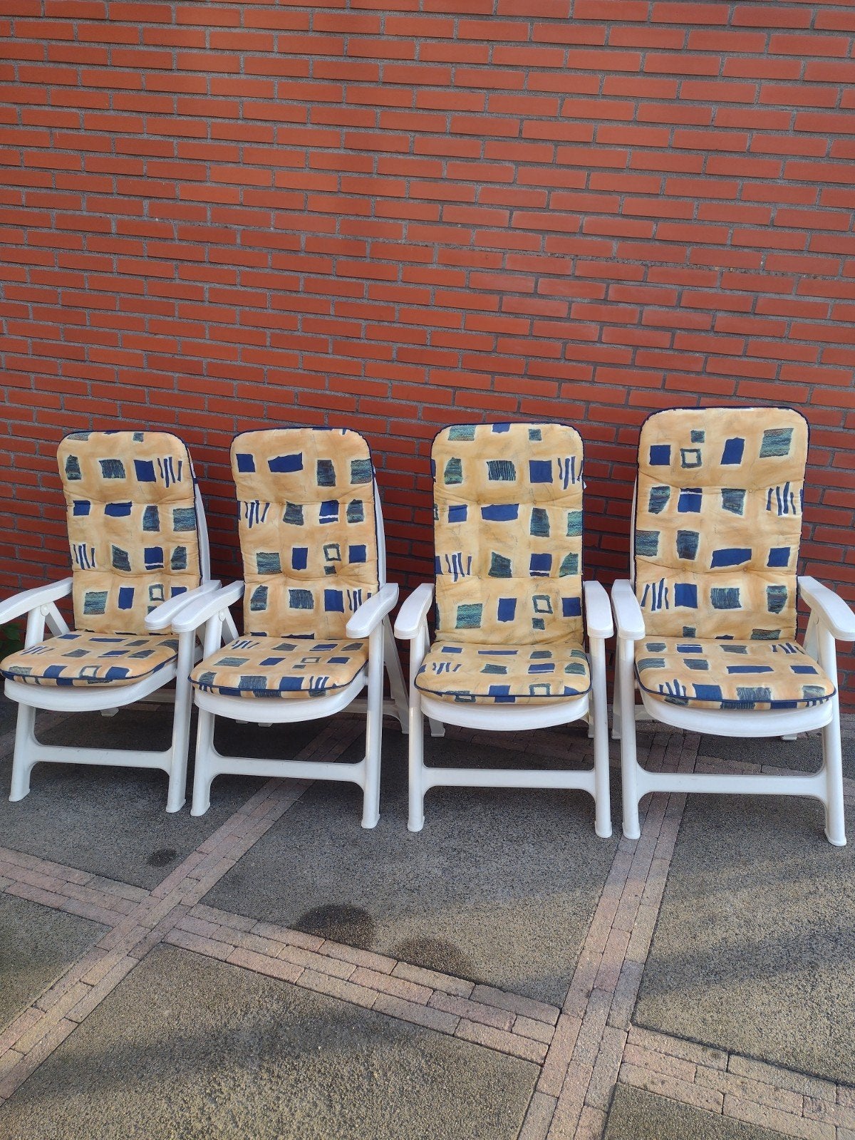 4 Tuinstoelen met kussens - Flair Plansur, Tuin en Terras, Tuinsets en Loungesets, Ophalen, 4 zitplaatsen, Kunststof, Gebruikt