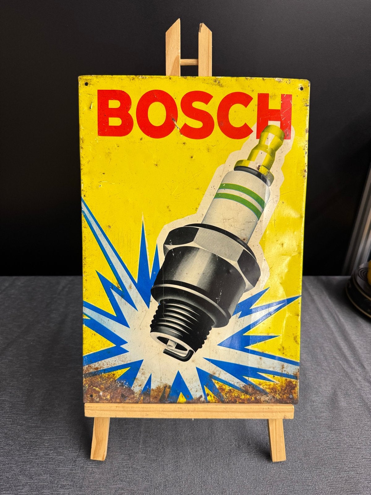 Vintage Bosch Bougie Reclamebord, Reclamebord, Gebruikt, ., Ophalen of Verzenden