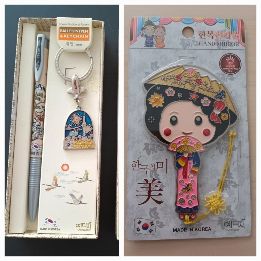 Souvenir uit Korea, sleutelhanger, pen en spiegeltje, Ophalen of Verzenden, Nieuw, Stad of Land
