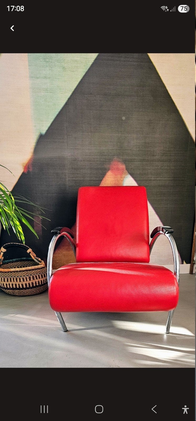Jan de Bouvrie De Gelderlander fauteuil, rood leer, Ophalen