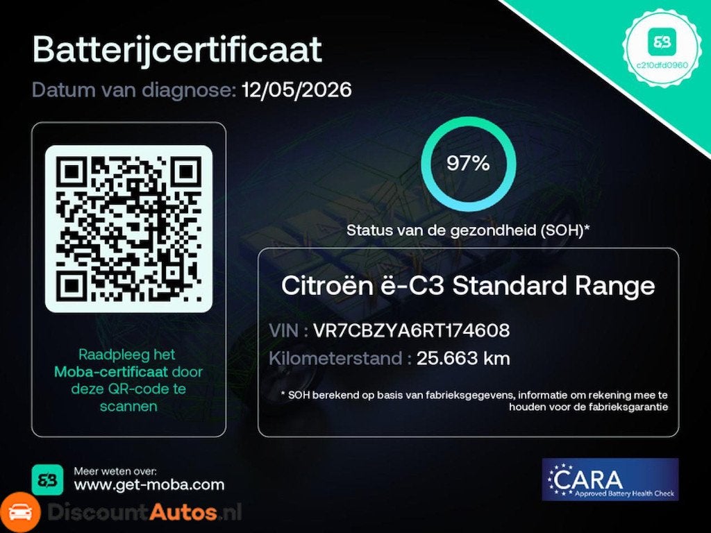 Citroen E-C3 Max 113pk 44 kWh 97% SOH, Auto's, Gebruikt, 322 km, Origineel Nederlands, Automatische klimaatregeling