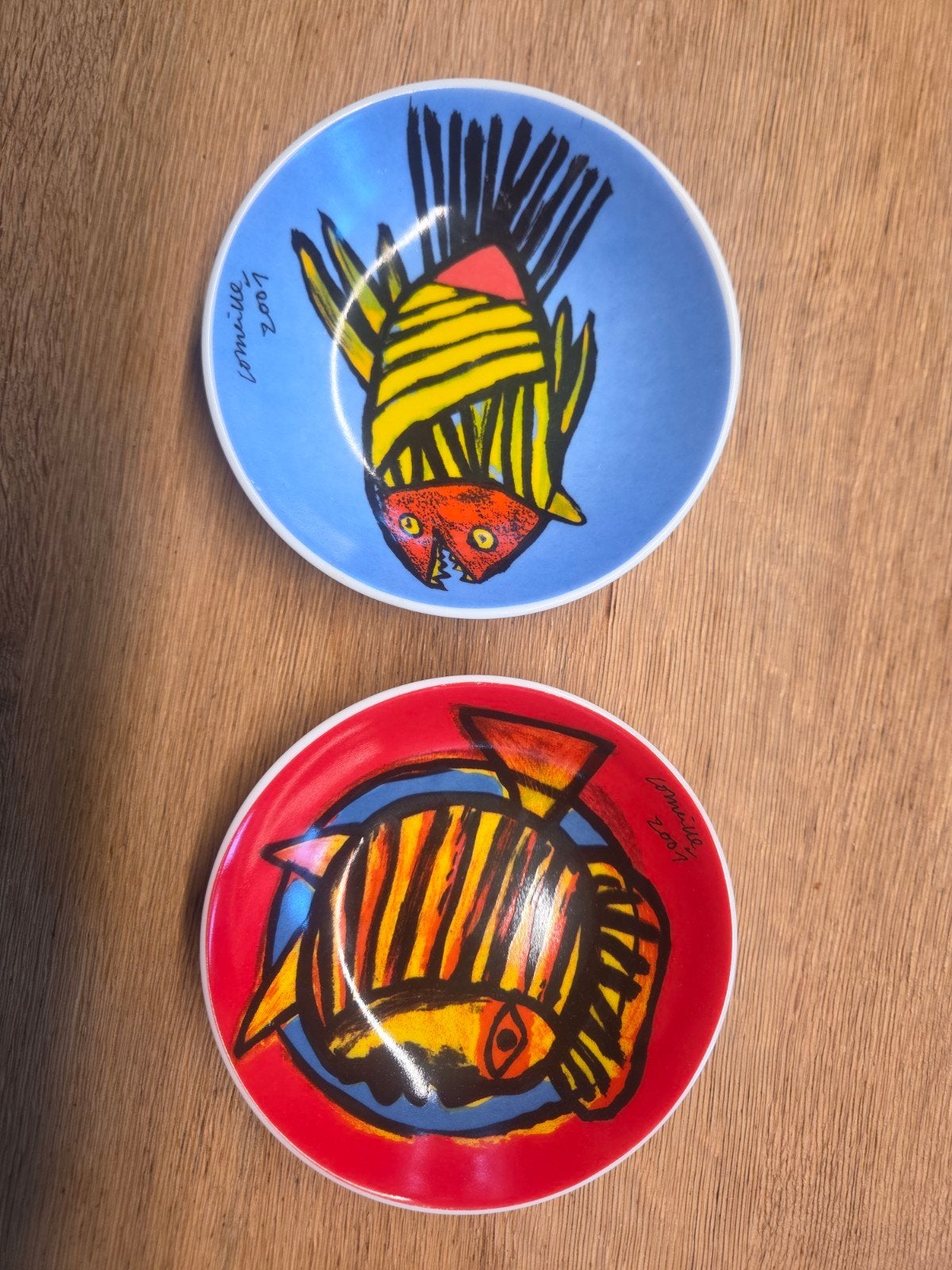 2 Corneille schaaltjes 2001 - Vissen design, Gebruikt, Overige merken, Keramiek, Ophalen of Verzenden