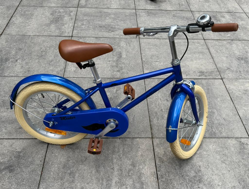 Alpina Mister 16 inch kinderfiets – retro blauw, Ophalen, Zo goed als nieuw, 16 tot 20 inch