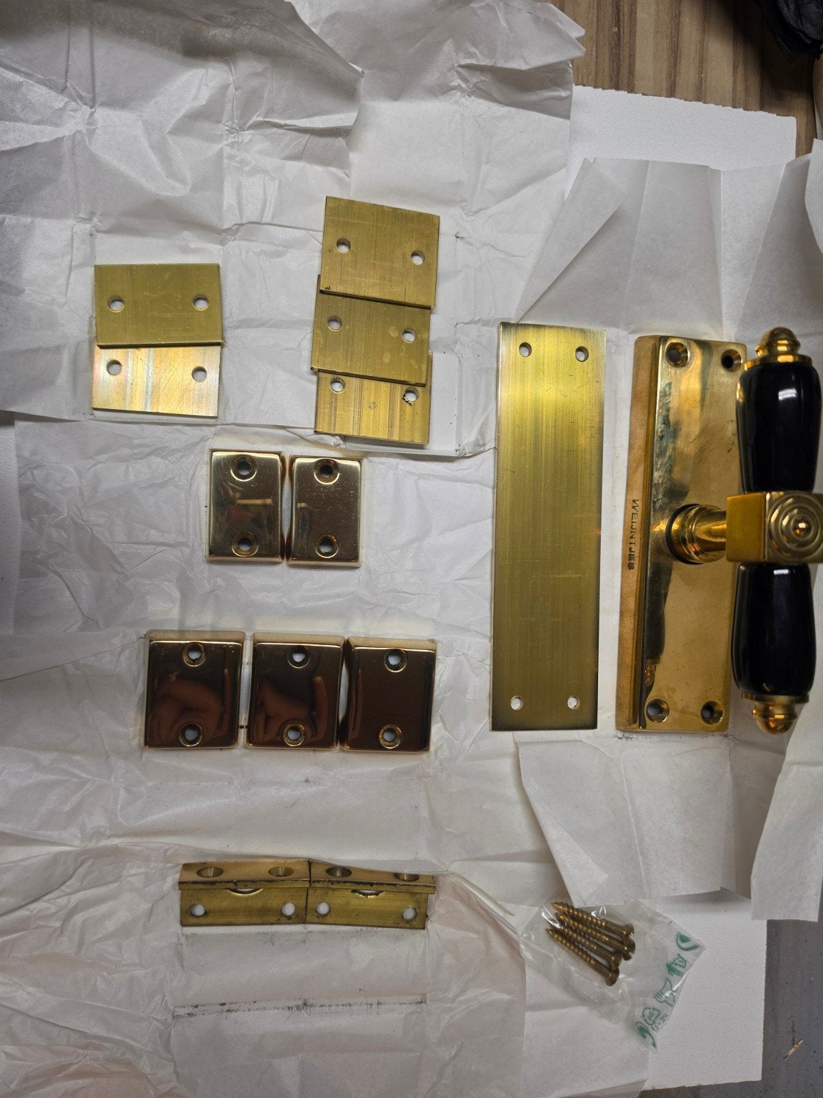 Espagnolet set - Messing met zwarte handgrepen, Ophalen of Verzenden, Nieuw, Koper of Messing, Overige typen