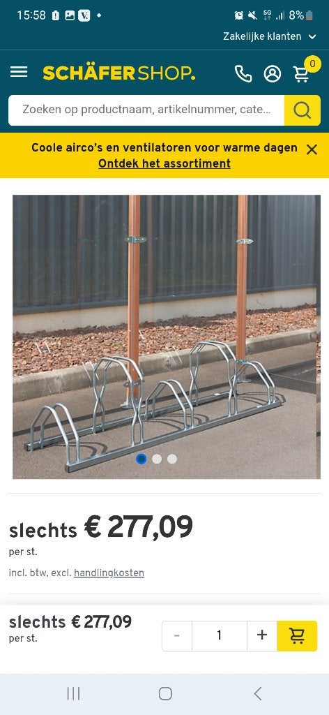 Fietsenrek 5 fietsen Mottez, Ophalen, Gebruikt