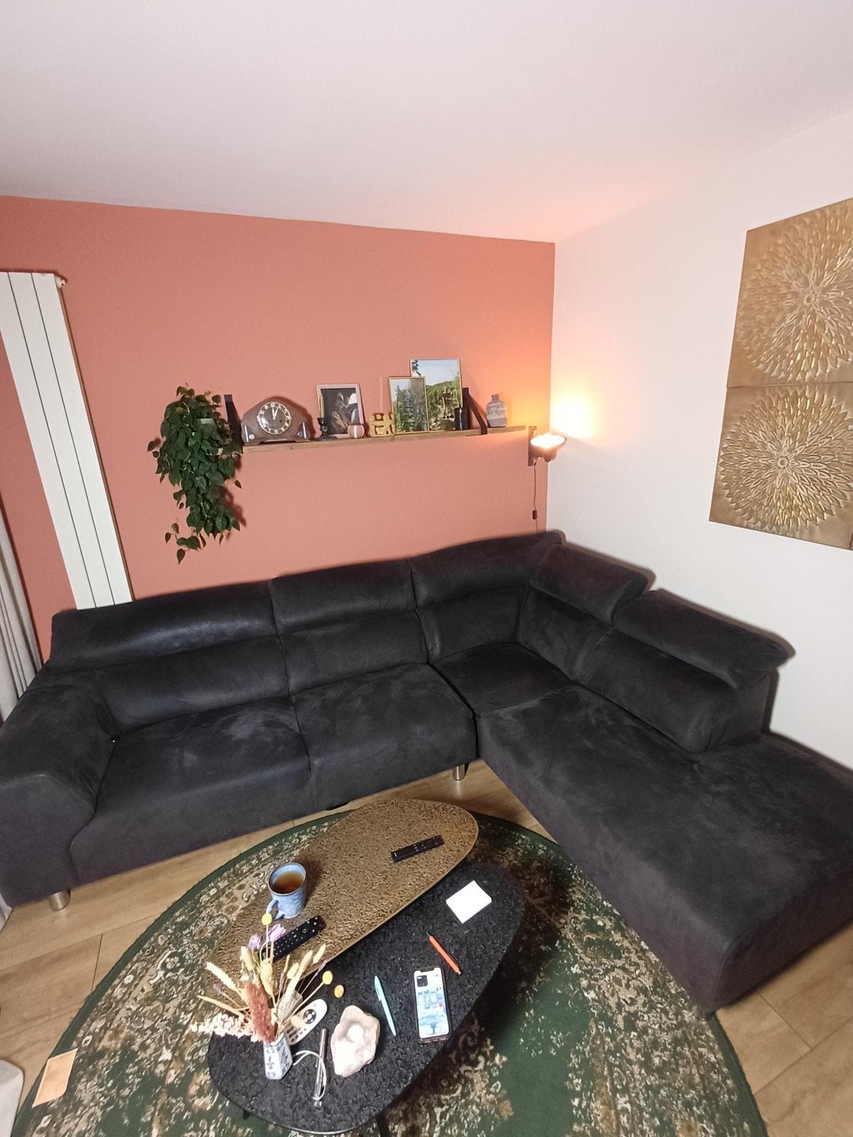 Grijze bank, Huis en Inrichting, Ophalen, Gebruikt, Stof
