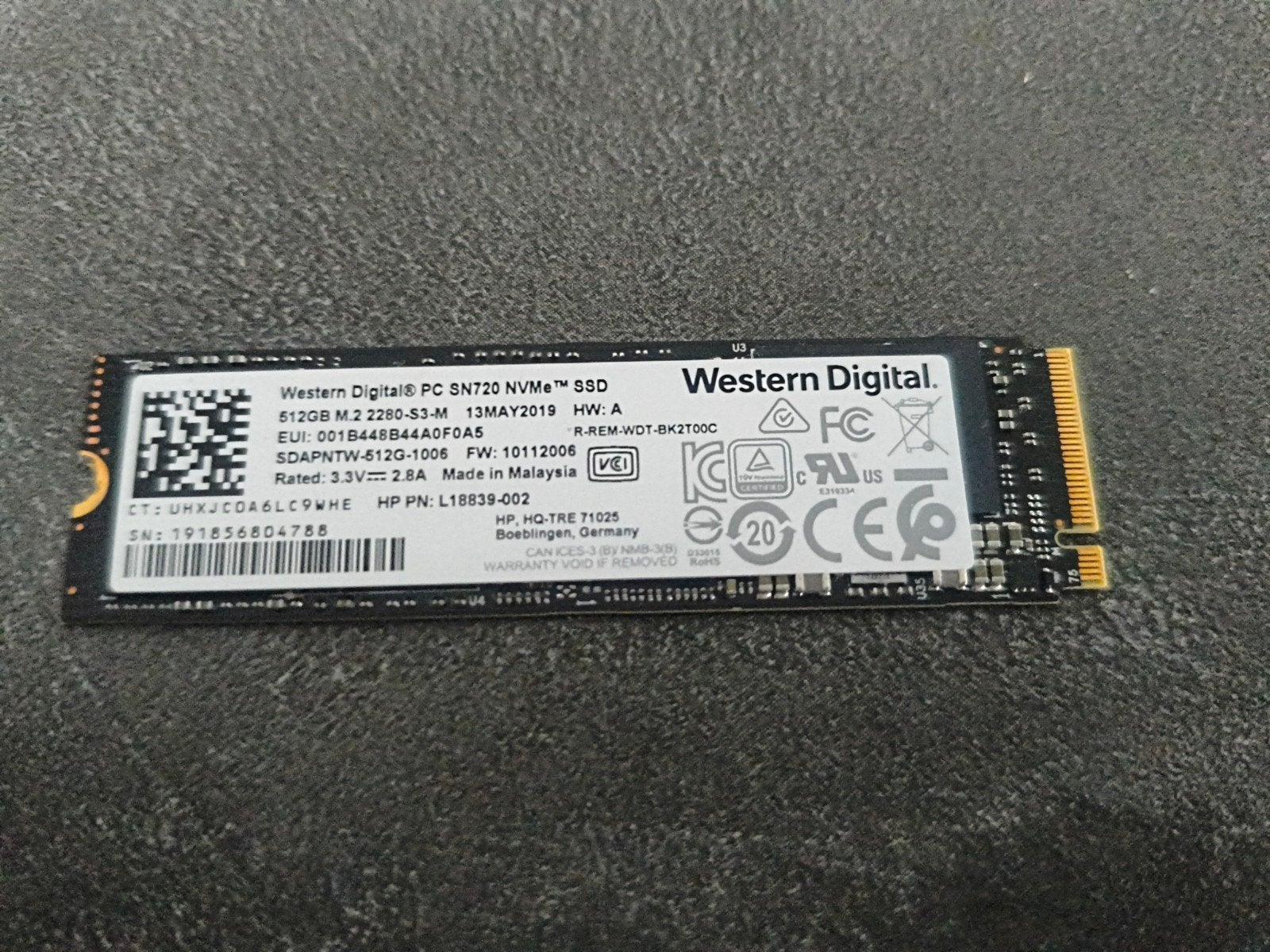 Western Digital PC SN720 NVMe SSD 512GB M.2, Intern, Western Digital, SSD, Ophalen of Verzenden