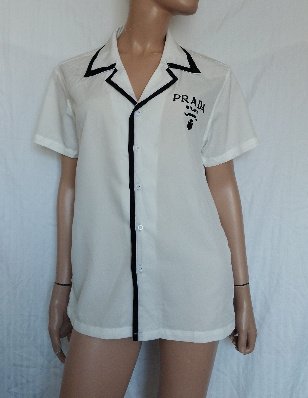 PRADA Blouse,  Maat M, Kleding | Dames, Blouses en Tunieken, Ophalen of Verzenden, Zo goed als nieuw, Maat 38/40 (M), Wit