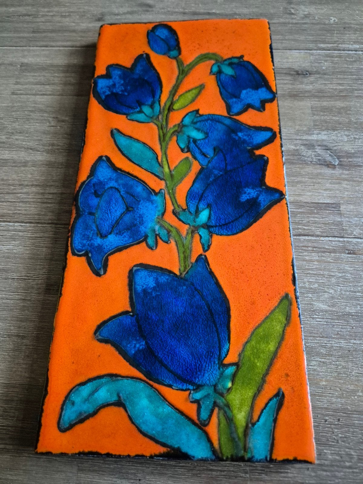 Retro Ruscha Style wandtegel met blauwe bloemen, Ophalen