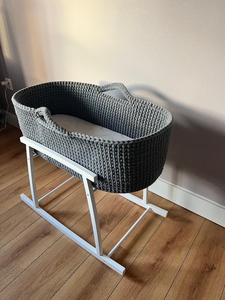 Ickle Bubba Nova Moses Basket wieg grijs en standaard wit, Ophalen, Gebruikt, Wieg