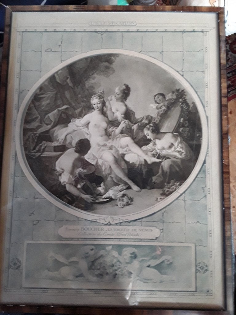 La toilette de venus, francois boucher,, Antiek en Kunst, Ophalen of Verzenden, Mythologie, Overige technieken, Met passe-partout