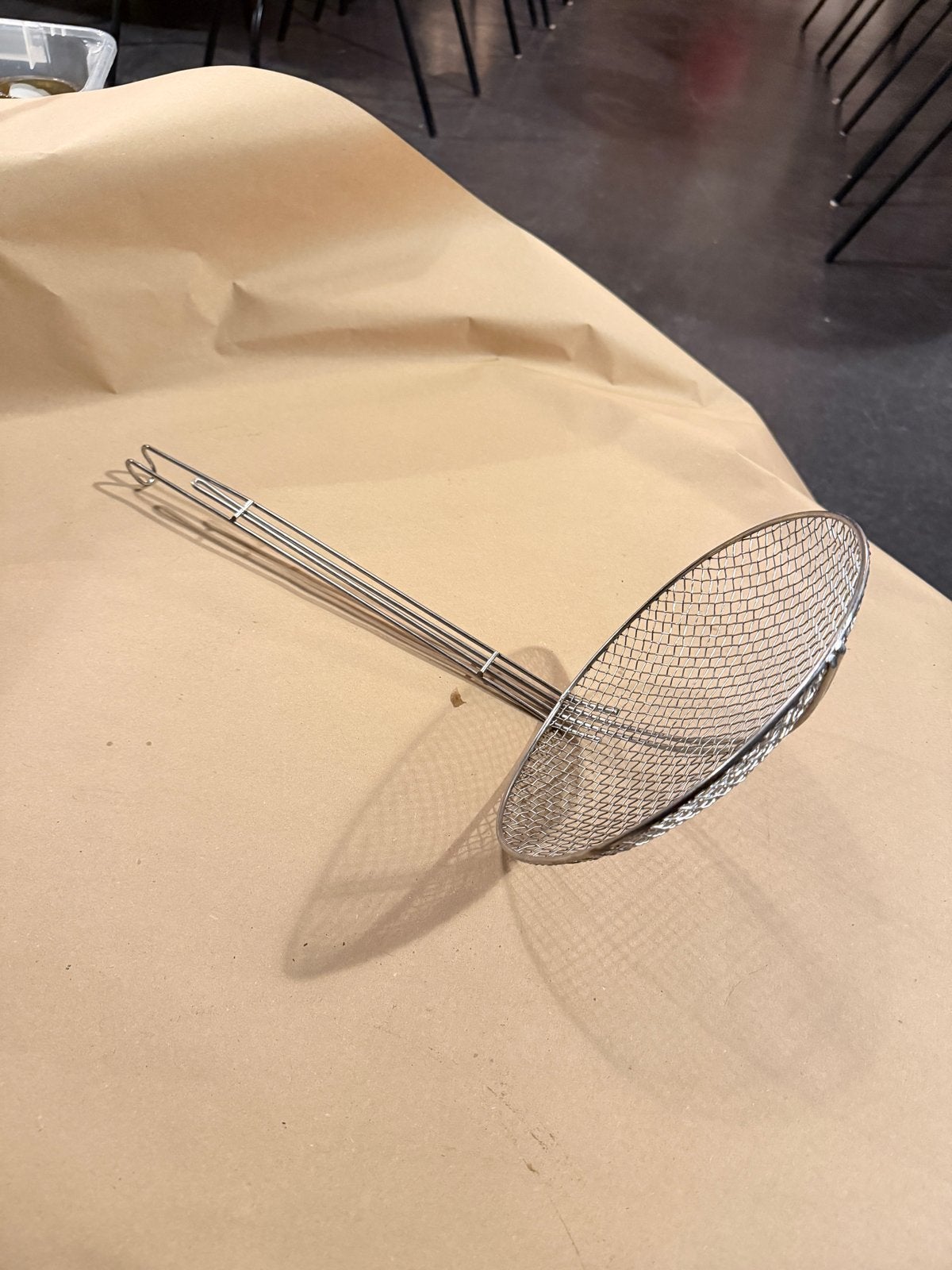 Frituur schepper - Lengte 45 cm, diameter 23 cm, Huis en Inrichting, Ophalen of Verzenden, Gebruikt, Metaal, Zilver
