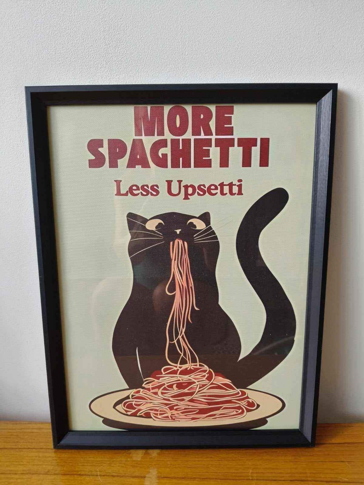 Ingelijste spaghetti kat, Minder dan 50 cm, Nieuw, Ophalen of Verzenden, Foto of Poster