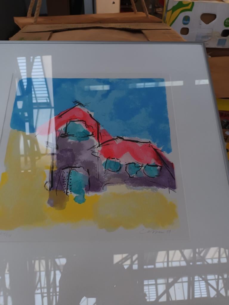 Kleur zeefdruk "Dutch Landscape IV" door Henk van Vessem, Ophalen of Verzenden