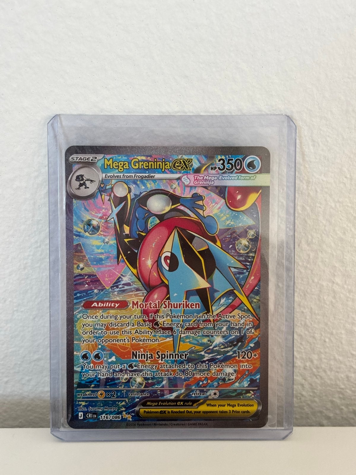 Mega Greninja ex (CRI 116) Pokémon kaart, Ophalen of Verzenden, Nieuw, Losse kaart, Foil