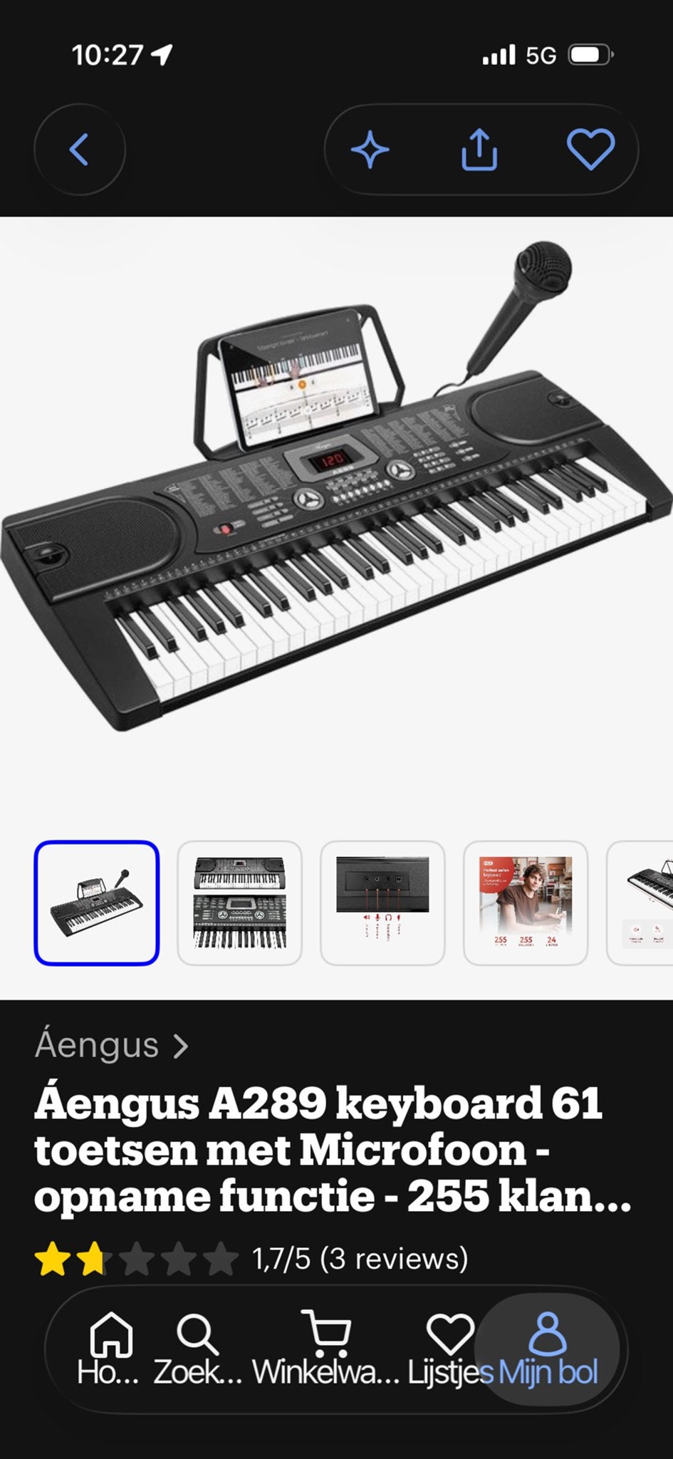 Aengus A289 keyboard 61 toetsen met Microfoon, Ophalen of Verzenden, Gebruikt, 61 toetsen, Overige merken