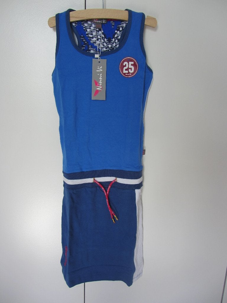 Nieuwe blauwe zomerjurk Ninni Vi maat 128, Ophalen of Verzenden, Nieuw, Meisje, Jurk of Rok
